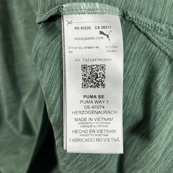 Puma T-Shirt Mens M Heather Green Lightweight Athleisure Minimalist Casual - Picture 6 of 7